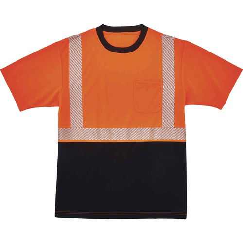 Ergodyne, Performance T-Shirt, GloWear, Type R Class 2, 2XL, Orange/Black, 2 in 3M Scotchlite Trim, Chest Pocket, UPF 30 Plus