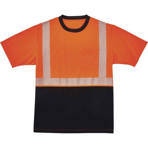 Ergodyne T-Shirt, GloWear, Type R Class 2 Front Performance, 3XL, Orange/Black, Polyester, 3M Scotchlite Reflective Trim