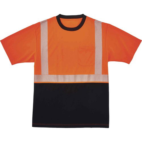 Ergodyne GloWear T-Shirt, Type R Class 2 Front Performance, 5XL, Orange/Black, 2in 3M Scotchlite Trim, Moisture-Wicking Polyester