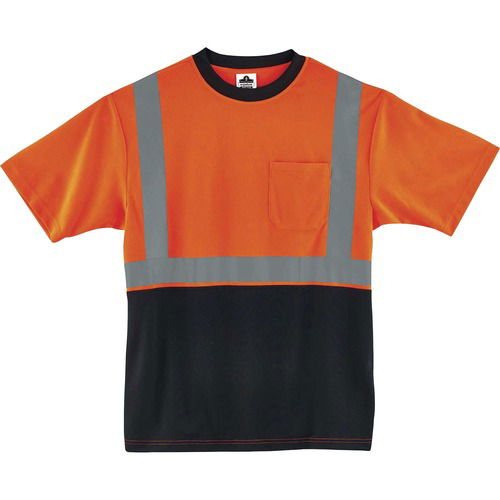 Ergodyne GloWear T-Shirt, Type R Class 2, 3XL, Orange/Black, 2in 3M Scotchlite Reflective Trim, Moisture-Wicking, Chest Pocket, 30 UPF