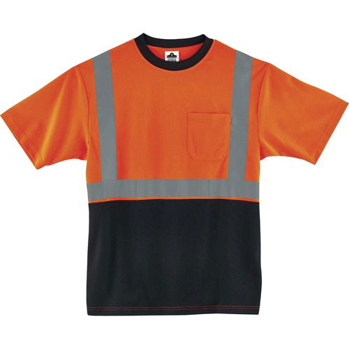 Ergodyne GloWear Type R Class 2 Hi-Vis Front T-Shirt, 5XL, Lime/Black, 2" 3M Scotchlite Trim, Moisture-Wicking