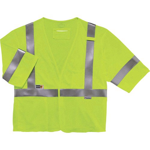 Ergodyne GloWear Safety Vest, Type R Class 3 Flame-Resistant Modacrylic Mesh, Lime, ATPV 4.6 cal/cm2, 2X/3X, 3M Scotchlite Reflective Tape