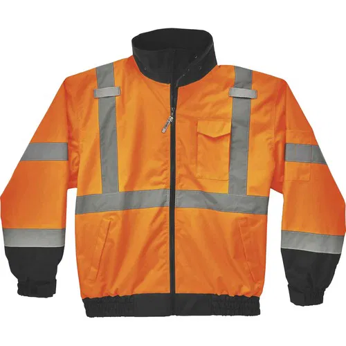 Ergodyne GloWear, Safety Jacket, Type R Class 3, Hi-Vis 3-in-1 Fleece-Lined Bomber, Orange, 2X-Large