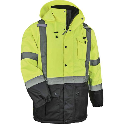 Ergodyne Hi-Vis Quilted Thermal Parka, GloWear 8384, Type R Class 3 Safety Jacket, Lime, 4X-Large, 2" 3M Scotchlite Reflective Tape