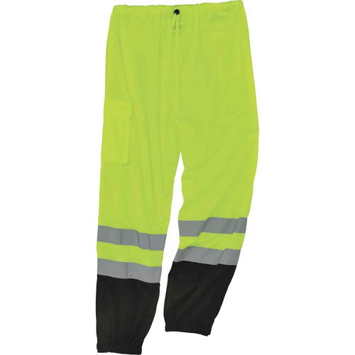 Ergodyne GloWear Hi-Vis Pants, Class E, 4X/5X, Lime/Black, Polyester Mesh, ANSI Reflective Tape, Drawstring Waist, Right-Leg Cargo Pocket