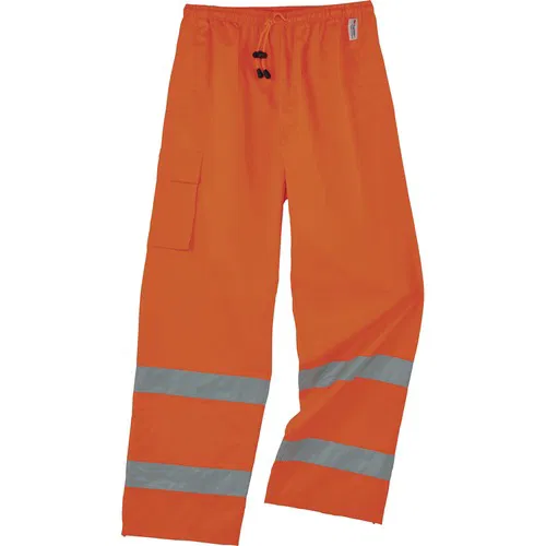 Ergodyne GloWear 8915 Rain Pants, Class E Hi-Vis, Medium (36"-40" Waist), Orange, 300D Oxford Polyester, PU Coating, Zippered Leg
