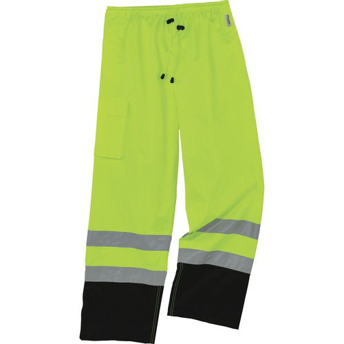 Ergodyne GloWear Rain Pants, Class E, Hi-Vis Lime, 2" 3M Scotchlite Reflective Tape, Zippered Legs, Cargo Pocket, 3X-Large