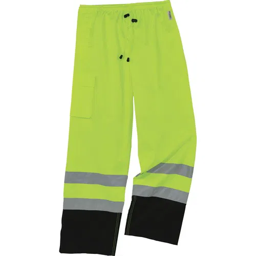 Ergodyne GloWear Protective Trouser, Class E Rain Pants, Hi-Vis Lime, 5XL, Waterproof Breathable, 2" 3M Scotchlite Reflective Tape, Zippered Legs