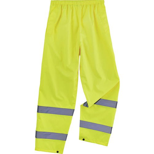 Ergodyne, GloWear Lightweight Hi-Vis Rain Pants, Class E, 5XL, Lime, Waterproof 150D Oxford Polyurethane, Elastic Waist, Snap Cuffs
