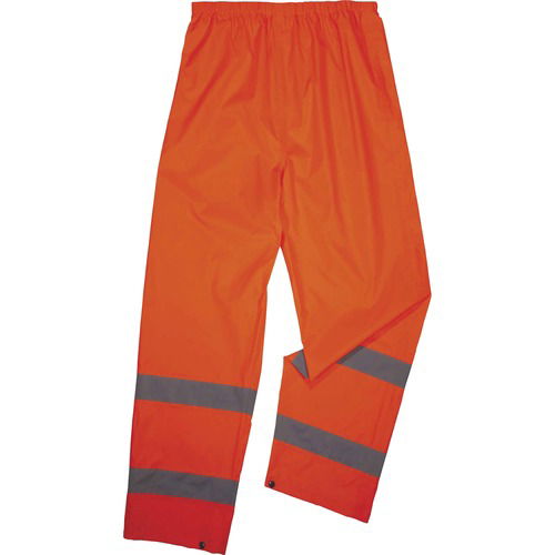 Ergodyne GloWear Rain Pants, Class E, 3X (44"-52" Waist), Orange, Waterproof 150D Oxford Polyester Polyurethane Coating, 2" Reflective Tape
