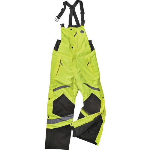 Ergodyne 8928 Class E Insulated Bibs - Bib Overall - Small - Lime - Polyurethane, 300D Oxford Polyester