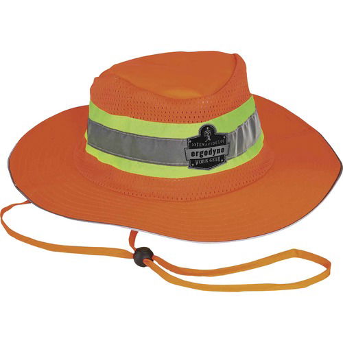 Ergodyne Sun Hat, GloWear, L/XL, Orange Polyester, 2.5" Brim, 360-Degree Mesh Venting, 1" Reflective Tape, ANSI 107-Compliant