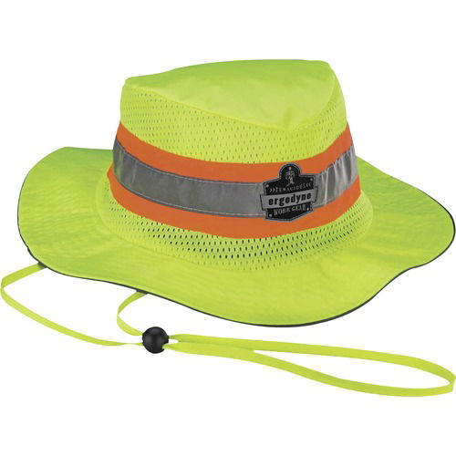 Ergodyne Sun Hat, GloWear, L/XL, Lime Polyester, 2.5" Brim, Breathable Mesh Venting, ANSI 107 Reflective Tape