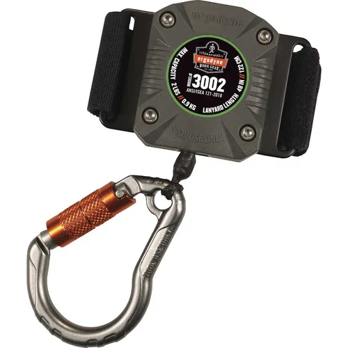 Ergodyne Lanyard, Squids, Retractable, Belt Clip, Locking Carabiner, 1.98 lb Load Capacity, Cut-Resistant Dyneema Cord, Gray, Fits Belts up to 3"