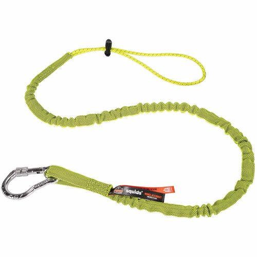 Ergodyne Lanyard, Squids 3100 Series, Extended Single-Carabiner, 10 lb Capacity, Extends 42-54", Lime, Aluminum/Nylon, 6/CT