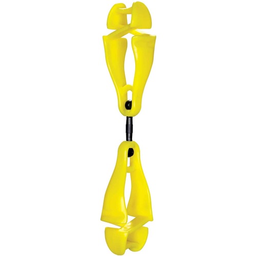 Ergodyne Squids Glove Clip, Swiveling Dual-Clip Holder, 1.5" x 6.5" x 1", Lime, Acetal Copolymer, 6/CT