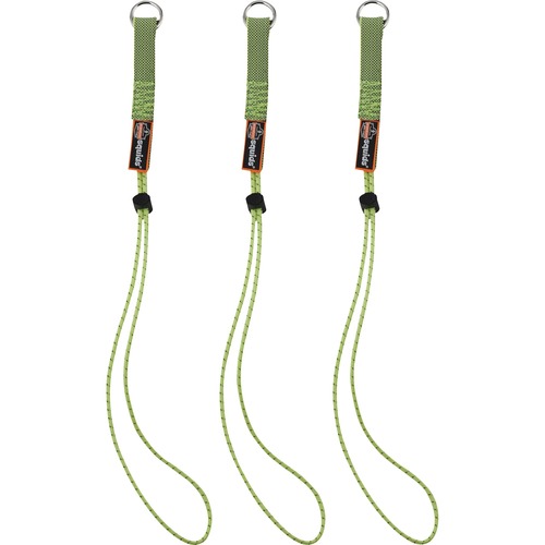 Ergodyne 3703 Elastic Tool Tether Attachment - Loop Tool Tails - 15lbs (3-Pack) - 0.3" Width x 9.5" Height x 18" Length - Lime - Elastic, Nylon - 3/Each - 18 / Carton