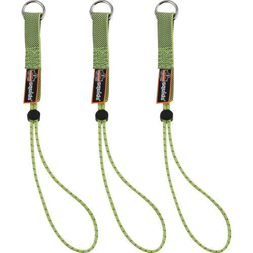 Ergodyne 3703 Elastic Tool Tether Attachment - Loop Tool Tails - 15lbs (3-Pack) - 9.5" Height x 0.3" Width - Lime - Elastic, Nylon - 3/Each - 18 / Carton