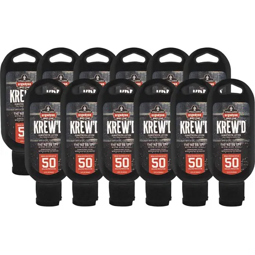 Ergodyne Sunscreen, Krewd, SPF 50, 1.5 fl oz Sport Lotion, Water-Resistant, Sweat-Resistant, Fragrance-Free, Hypoallergenic