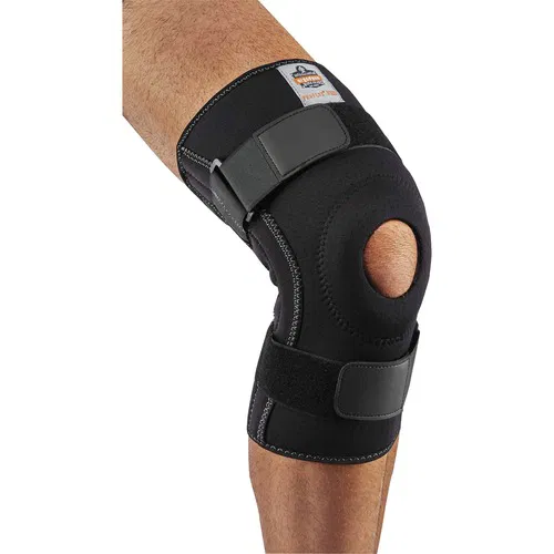 Ergodyne Knee Sleeve, ProFlex, Small, Neoprene, Open Patella, Spiral Stays, Buttress Support, Hook-and-Loop, Black
