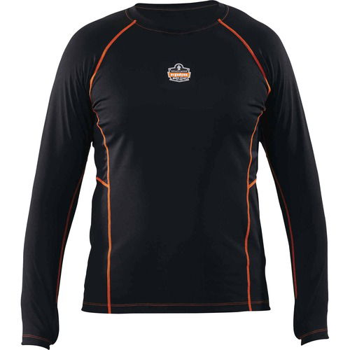 Ergodyne N-Ferno Thermal Base Layer Shirt, Long Sleeve, XL, Moisture-Wicking Stretch Fabric, Thumb Loops, Black