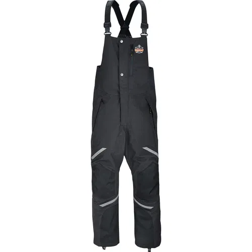 Ergodyne N-Ferno Thermal Bib Overalls, Small, Black, 3M Thinsulate, 1600D/500D Nylon, Zippered Legs, Removable Knee/Shin Pads, Reflective Accents