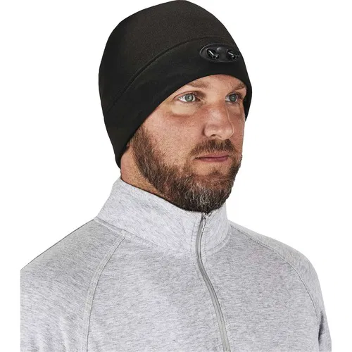 Ergodyne N-Ferno Beanie, Skull Cap, LED Lights, Low-Profile Compression Fleece, Black