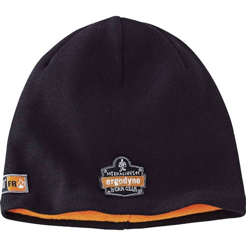 Ergodyne N-Ferno Beanie, Flame-Resistant, Thermal Modacrylic-Cotton Fleece Lining, Reflective Accent, Black