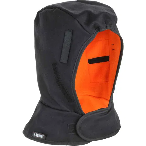 Ergodyne Head Liner, Shoulder-Length, N-Ferno, Fleece-Lined 2-Layer, Flame-Resistant Shell, Black, for Hard Hats, 12/CT