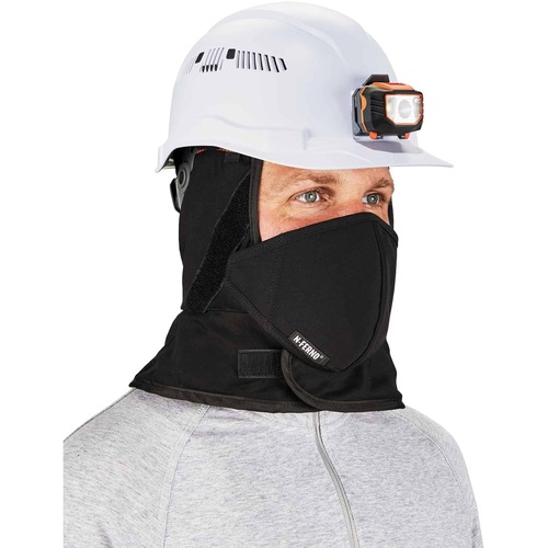 Ergodyne Head Liner, N-Ferno, Winter 2-Layer, Detachable Cotton Mouthpiece, Hook-and-Loop Closure, Black, for Hard Hats