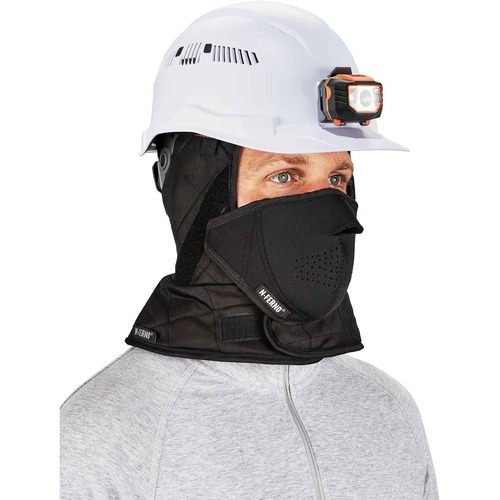 Ergodyne 6878 Winter Hard Hat Liner w/ Neoprene Mouthpiece Kit - 3-Layer - Polyester, Polyester Fleece, Neoprene, Fleece, Elastic - Black