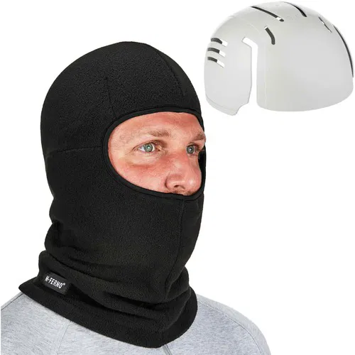 Ergodyne, Balaclava Mask, N-Ferno, Bump Cap Insert Included, Thermal Polyester Fleece, Reflective Accent, Fits Under Hard Hat, Black, 6/CT