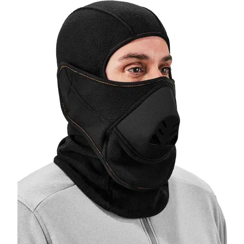 Ergodyne N-Ferno Balaclava Mask, Hot Rox Heat Exchanger, Removable Face Cover, Adjustable Nose Clip, Reflective Accents, 320g Fleece, Black