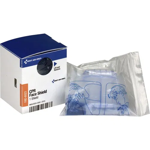 First Aid Only, CPR Face Shield, Cabinet Refill, SmartCompliance, Clear Mouth Barrier, Single-Use, Sealed Tamper-Evident Pouch, White