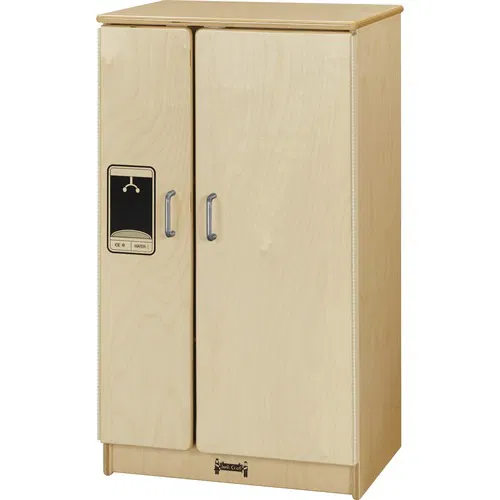 Jonti-Craft Play Kitchen Refrigerator, Culinary Creations, 20" x 15" x 35", Woodgrain, Magnetic Catches, Interior Shelves