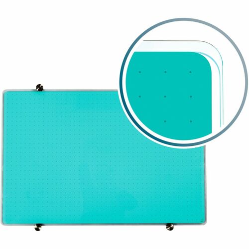 Floortex Dry Erase Board, Home/Office, Viztex Glacier, 30" x 40", Teal Tempered Glass, Magnetic, Dotted Grid