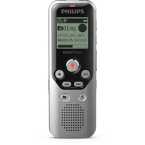 Philips DVT1250 Digital Voice Recorder, Voice Tracer, 8GB Built-In, Voice-Activated, microSD up to 32GB, USB, 44-Hour Battery