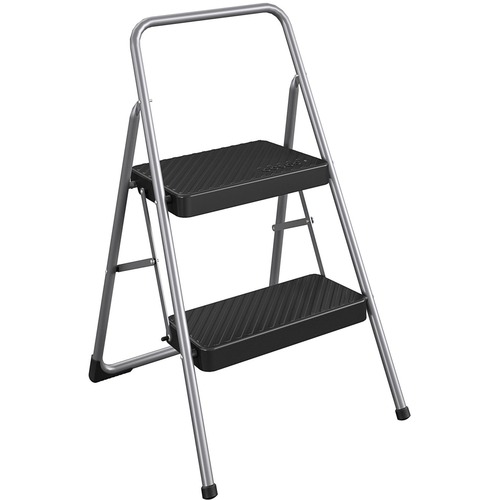 Cosco 2-Step Household Folding Step Stool - 2 Step - 200 lb Load Capacity - 17.3" Width x 18" Depth x 28.2" Height - Gray