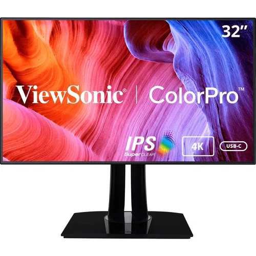 ViewSonic VP3268a-4K 32 Inch Premium IPS 4K Monitor with Advanced Ergonomics, ColorPro 100% sRGB Rec 709, 14-bit 3D LUT, Eye Care, HDR10 Support, HDMI, USB C, RJ45, DisplayPort for Professional Home Office - 32" ColorPro Monitor - IPS Panel - 4K UHD 3840 