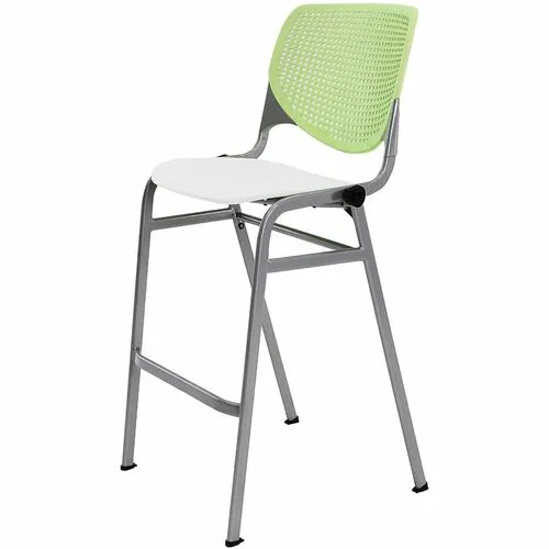KFI Bar Stool, Breakroom, Stackable, Contoured Seat, Perforated Back, 400 lb Capacity, Lime Green/White