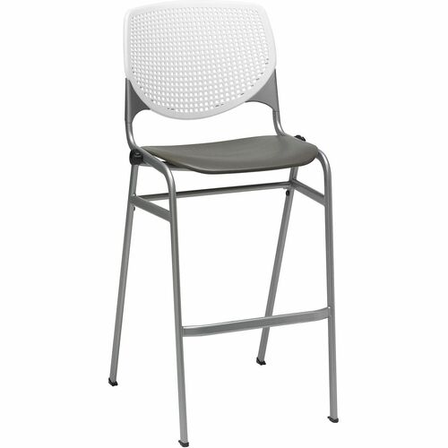 KFI Bar Stool, Breakroom, 400 lb Capacity, Stackable, Contoured Seat, Perforated Back, 23" W x 22" D x 46.5" H, White/Brownstone