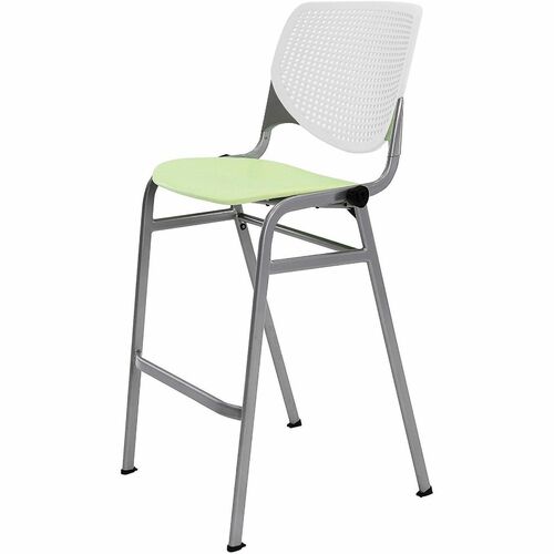 KFI Bar Stool, Bar, Breakroom, Contoured Seat, Perforated Back, Stackable 4 High, 400 lb Capacity, White/Lime Green, 23" W x 22" D x 46.5" H