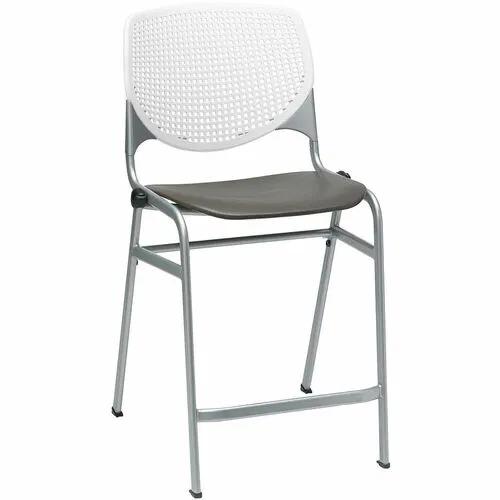 KFI Bar Stool, Breakroom, Contoured Seat, Perforated Back, 400 lb Capacity, Stackable, White/Brownstone, 21.3" x 21.5" x 41.5"