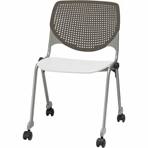 KFI Stacking Chair, Reception Area, Conference Room, 400 lb Capacity, Perforated Back, 20.5" W x 21.3" D x 31.5" H, Brownstone/White