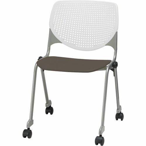 KFI Stacking Chair, Reception, Conference Room, 400 lb Capacity, Perforated Back, Contoured Seat, Hooded Dual-Wheel Casters, Stackable to 15