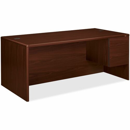 HON 10700 H10785R Pedestal Credenza - 29.5" Height x 72" Width x 36" Depth - 2 x Box, File Drawer(s)Right Side - Waterfall Edge - Finish: Mahogany