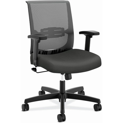 HON Convergence Task Chair, Mesh Back, Fabric Seat, Adjustable Arms, Lumbar Support, Pneumatic Height 15-3/4"-20", 275 lb Capacity, Iron Ore