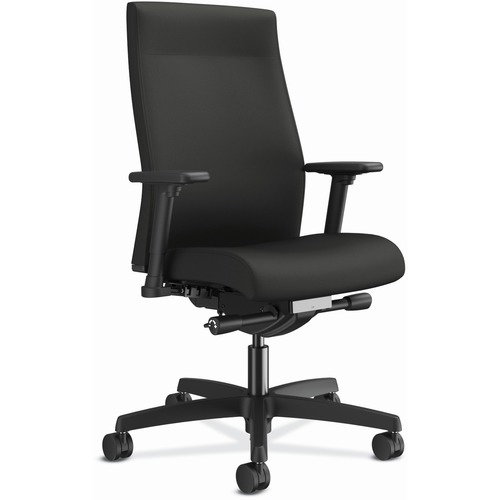 HON Ignition 2 Task Chair, Mid Back Fabric, Iron Ore, Adjustable Lumbar, Height/Width Arms, Synchro Tilt, Pneumatic Height, 300 lb Capacity