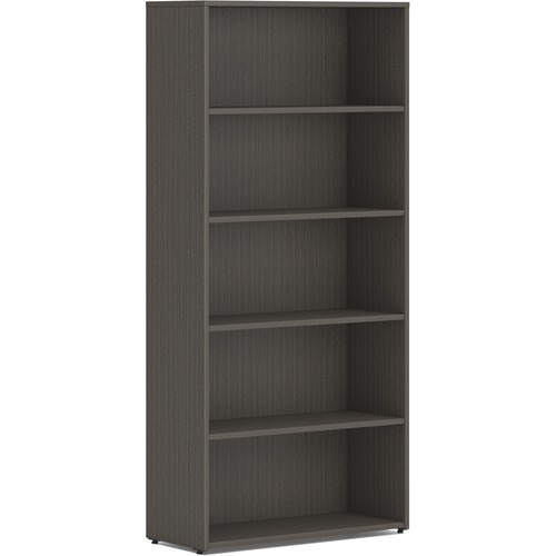 HON Mod HLPLBC3013B5 Book Case - 5 Shelve(s) - 3 Adjustable Shelf(ves) - Finish: Slate Teak - Adjustable Shelf, Durable, Laminated, Scratch Resistant, Spill Resistant, Stain Resistant