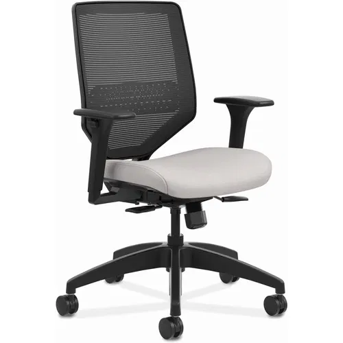 HON Solve Mid-Back Task Chair, Mesh Back, Sterling Fabric Seat, Adjustable Arms, Synchro-Tilt, Pneumatic Height, 300 lb Capacity